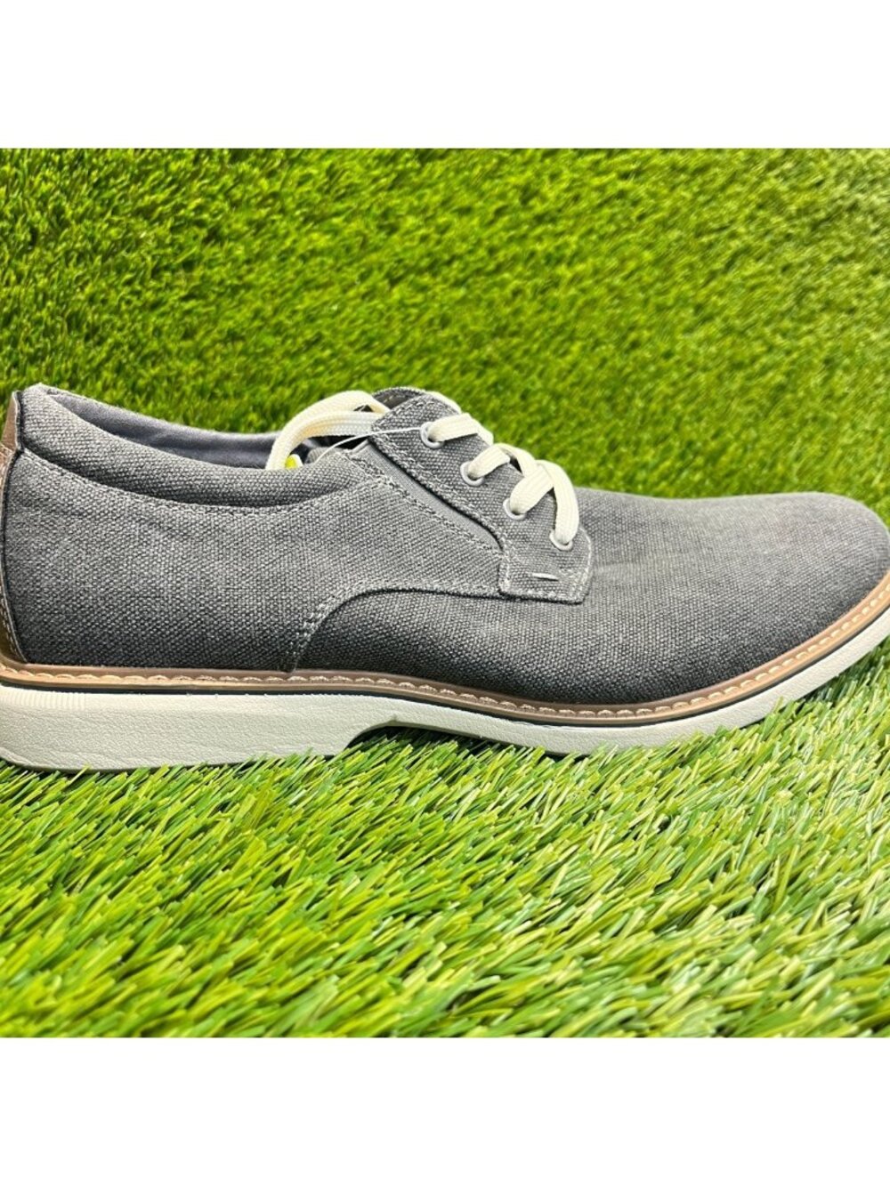 Nunn‎ Bush Otto Canvas Mens Size 10 Gray Casual Classic Plain Toe Oxford Shoes